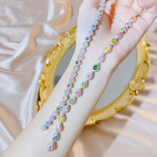 画像をギャラリービューアに読み込む, Silver Color Rainbow Colorful Cubic Zirconia Necklace for Women Multicolor Wedding Necklace x52