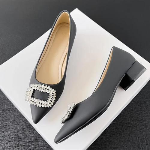 Women Luxury Crystal Bridal Shoes Microfiber 3cm Comfortable Slip-On Red Khaki Black Pumps