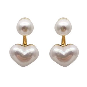 Heart Imitation Pearl Drop Earrings for Women  Fashion Sweet Ear Accessories