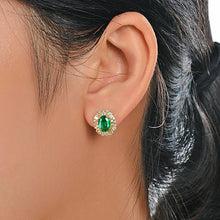 Laden Sie das Bild in den Galerie-Viewer, Temperament Women&#39;s Hoop Earrings with Green Cubic Zirconia Daily Wear Aesthetic Accessory