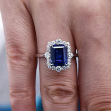 Laden Sie das Bild in den Galerie-Viewer, Blue Cubic Zirconia Women Rings for Wedding Geometric Shaped Engagement Jewelry n215