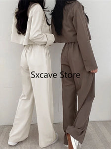 Blazer Suits Long Sleeve Fashion Coat Black High Waisted Pants Two Piece Sets Women Outifits