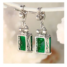 Cargar imagen en el visor de la galería, Silver Color Earrings For Women Luxury Lab Emerald Cubic Zirconia Drop Earrings