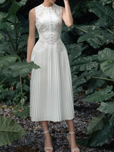 Cargar imagen en el visor de la galería, SMTHMA Women 2024 New Fashion White Sleeveless Summer Dress Ladies Lace Rose Embroidery Flower Elegant Long Dresses Vestidos