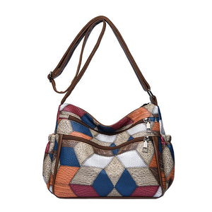 Women Messenger Bags New PU Leather Handbag Inclined Shoulder Bag Crossbody Bag Vintage Plaid Pattern Bag