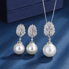 Laden Sie das Bild in den Galerie-Viewer, White Pearl Pendant Necklace for Women Tassel Jewelry Earrings 2024 Dress Accessories Wedding Gift