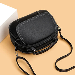 Luxury Double Zipper Women Shoulder Bags Soft PU Leather Phone Crossbody Bag Purse Clutch Shell Messenger Bag