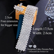 Load image into Gallery viewer, Round Cubic Zirconia Paved Chunky Wide Tennis Bracelets for Wedding Jewelry cw17 - www.eufashionbags.com