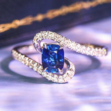 Laden Sie das Bild in den Galerie-Viewer, Blue Cubic Zirconia Women Rings Novel Design Wedding Engagement Band Accessories