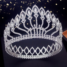 Laden Sie das Bild in den Galerie-Viewer, Pageant Crown Crystal Tiaras Headdress Royal Queen Prom Wedding Hair Jewelry Bridal Head Accessories
