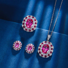 Charger l&#39;image dans la galerie, Macrame High Carbon Diamond Stone Pendant Necklace Earrings Adjustable Ring Jewelry Set x08