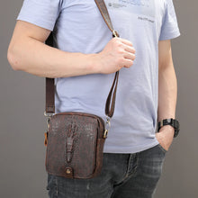 Cargar imagen en el visor de la galería, Men&#39;s Leather Shoulder Bag Male Mini Croco Designer Leather Bag Man Purse Small Mens Crossbody Bags for Gift Phone 6030