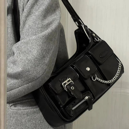 Brand Chain Women Bag Multiple Pockets Shoulder Crossbody Bag Fashion PU Leather Purse Handbag