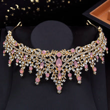 画像をギャラリービューアに読み込む, Pink Opal Crystal Wedding Crown Ladies Tiaras Bridal Diadem Princess Bride Headwear Party Prom Hair Jewelry Accessories