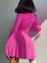 Cargar imagen en el visor de la galería, 2024 Spring Sexy Tunics High Waist Bandage A-line Short Dresses for Women Streetwear Fashion Long Sleeve Lace-up Black Dress
