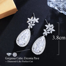 Load image into Gallery viewer, Leaf Shape Cubic Zircon Long Water Drop Earrings for Women Wedding Party Jewelry Accessory b100