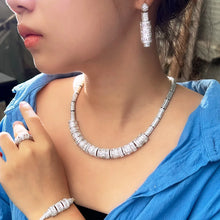 画像をギャラリービューアに読み込む, 4pcs Shiny Cubic Zirconia Bridal Jewelry Sets Party Luxury Dress Accessories b50