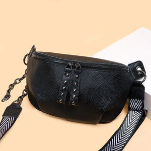 Genuine Leather Waist Bag Women Chest Pack Shoulder Bag Crossbody Bag w72