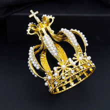 Load image into Gallery viewer, Baroque Royal Queen King Cross Tiaras and Crowns for Bridal Wedding Crown Headdress