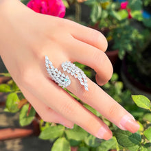 Load image into Gallery viewer, New Trendy Angel Wing Ring Bling Cubic Zirconia Open Cuff Adjustable Finger Ring b41