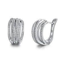 Cargar imagen en el visor de la galería, Fashion Silver Color Cross Hoop Earrings for Women Full Crystal Cubic Zirconia Statement Female Earrings Trends Jewelry