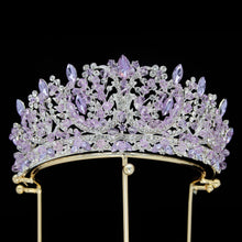 Load image into Gallery viewer, Purple Crystal Tiaras Crown Rhinestone Bridal Diadema Collares Headpieces bc73 - www.eufashionbags.com
