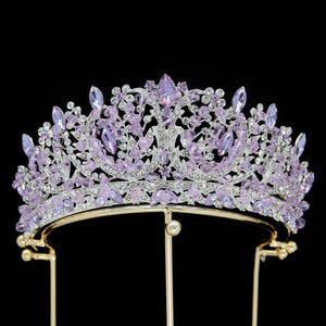 Purple Crystal Tiaras Crown Rhinestone Bridal Diadema Collares Headpieces bc73 - www.eufashionbags.com