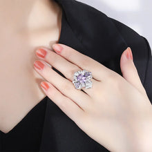 画像をギャラリービューアに読み込む, 925 Sterling Silver Adjustable Ring for Women Amethyst Emerald Gemstone Geometry Ring x65