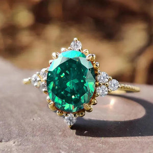 Oval Green Cubic Zirconia Rings for Women Wedding Anniversary Party Fashion Jewelry t36 - www.eufashionbags.com