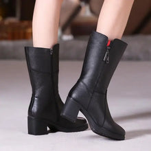 画像をギャラリービューアに読み込む, Women Mid-Calf Boots Winter Warm Side Zipper High Heel Booties q163