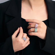 画像をギャラリービューアに読み込む, Twisted Lines Cubic Zircon Ring Chic Engagement Party Adjustable Size Rings b109