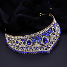 Cargar imagen en el visor de la galería, Baroque Princess Bridal Tiaras and Crowns Bride Headwear Blue Party Prom Wedding Dress Crown Hair Jewelry Accessories