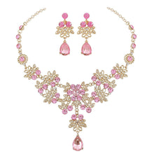Charger l&#39;image dans la galerie, Fashion Crystal Water Drop Bridal Jewelry Sets Rhinestone Chokers Necklace Earrings Set bj22 - www.eufashionbags.com