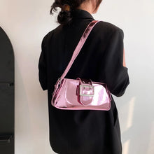 Load image into Gallery viewer, Pink Silver Shoulder Bags for Women Spring Y2K Small Purse Glossy PU Leather Luxury Brand Female Handbags