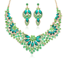 Carica l&#39;immagine nel visualizzatore di Gallery, Luxury Green Crystal Leaf Dubai Jewelry Sets For Women a89