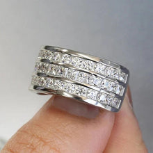 Load image into Gallery viewer, Silver Color Three-Lines CZ Rings Luxury Wedding Jewelry for Women hr59 - www.eufashionbags.com