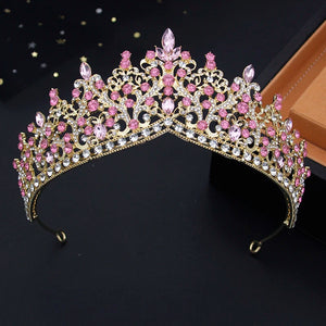 Pink Bridal Jewelry sets with Tiara jewellry set crown and necklace sets Princess Girls Wedding Earrings Necklace