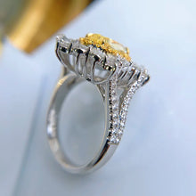 画像をギャラリービューアに読み込む, Fashion Exaggerated Rings For Women Silver Color Resizable Egg CZ Yellow Temperamental Wedding Ring Retro Jewelry