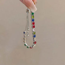 Laden Sie das Bild in den Galerie-Viewer, Silver Color Rainbow Cubic Zirconia Bracelet for Women Girl Colorful Tennis Bracelet x52