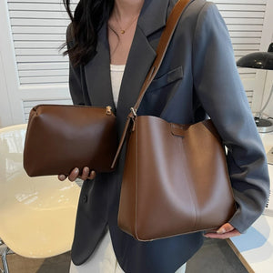 2 Pieces Small Pu Leather Shoulder Handbag for Women Vintage Fashion Crossbody Bags