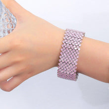 Load image into Gallery viewer, Multiple Pink Cubic Zirconia Large Wedding Party Bracelet Bangle for Women CZ Jewelry cw22 - www.eufashionbags.com