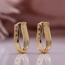 Load image into Gallery viewer, Fancy U Shape Hoop Earrings for Women Paved Sparkling CZ Bridal Earrings t67