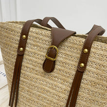 Cargar imagen en el visor de la galería, Summer Large Straw Bag Women Straw Shoulder Bags Luxury Rattan Woven Tote Raffia Crochet Beach Bag a178