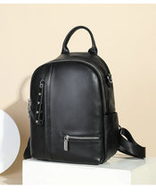 Charger l&#39;image dans la galerie, Anti-theft Women&#39;s Backpack Genuine Leather Black School Bag Girls Travel Bag Mochilas Shoulder Bags 3in1 Handbags