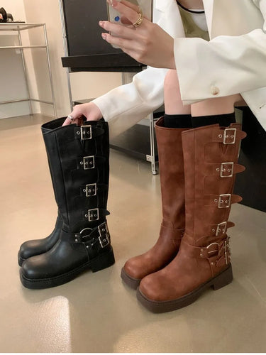Fashion Winter High Women Boots Metal Decoration Knee High Boots h30