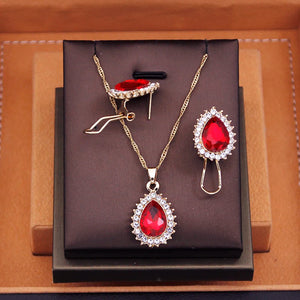 Princess Tiaras Bridal Jewelry Sets for Women Choker Necklace Earrings Set With Crown Wedding Pendants Jewelry Set