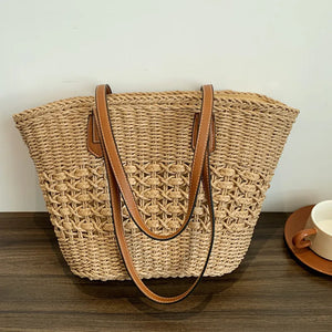 New Summer Woven Shoulder Bag Women Beach Straw Knitted Handmade Large Handbag Purse a27