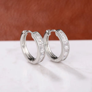 Hoop Earrings with Princess Cubic Zirconia Ear Circle Earrings for Women x06