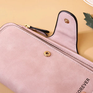 New Fashion Women Wallets PU Leather Long Design Purse Two Fold More Color Clutch Hot Card Pack