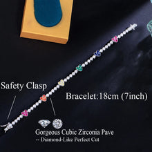 Cargar imagen en el visor de la galería, Heart Tennis Chain Bracelets for Women Trendy Multicolor Cubic Zirconia Pave Setting Jewelry b79